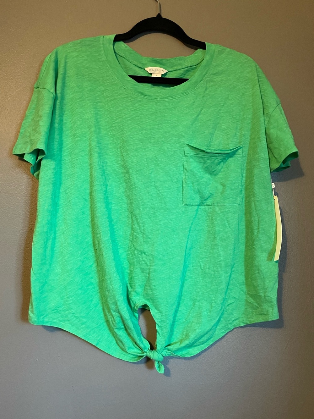 NWT Caslon Large Women’s Green Short Sleeve Pocket Knot T-shirt Top Shirt Rt $29